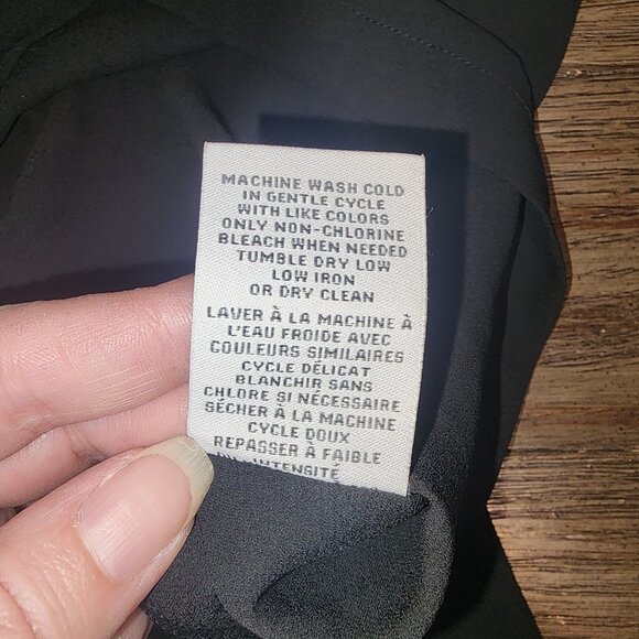 Carmen Marc Valvo Black Chiffon Blouse with lace-up detail NWT Black Sma… - Picture 7 of 8